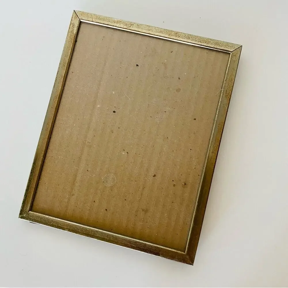 VINTAGE Antiqued Yellow Gold Basic Modern Metal Photo Picture Frame Y2K 90s